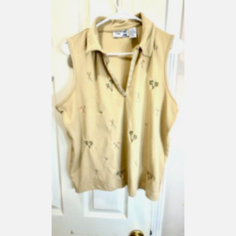 Coral Bay Golf Women's Polo Shirt w/Golf Embroidered Motifs Sz XL